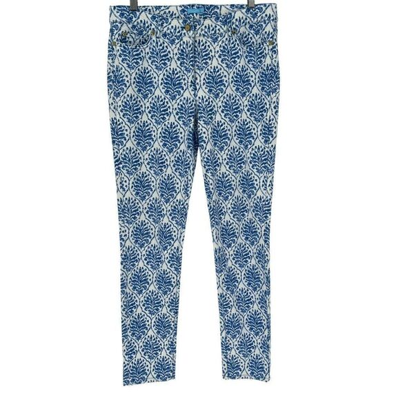 J. McLaughlin Lexi Jeans Slim Straight Leg Stretch Women 10 Blue White - Picture 1 of 10